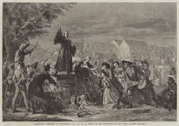 Whitefield predigt in Moorfields, 1742